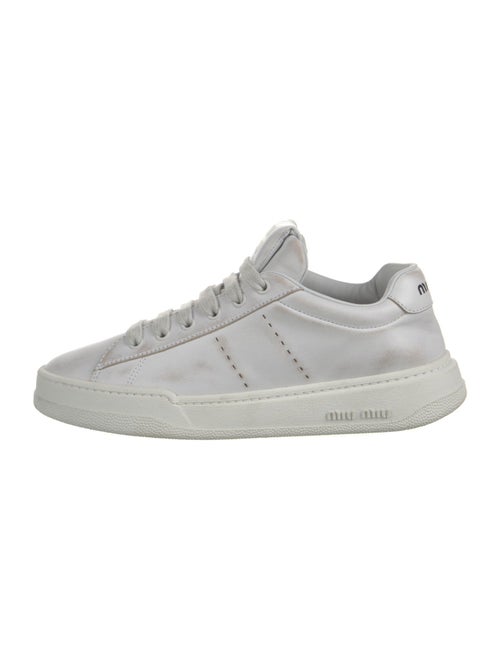 Miu Miu Leather Lasercut Accents Sneakers