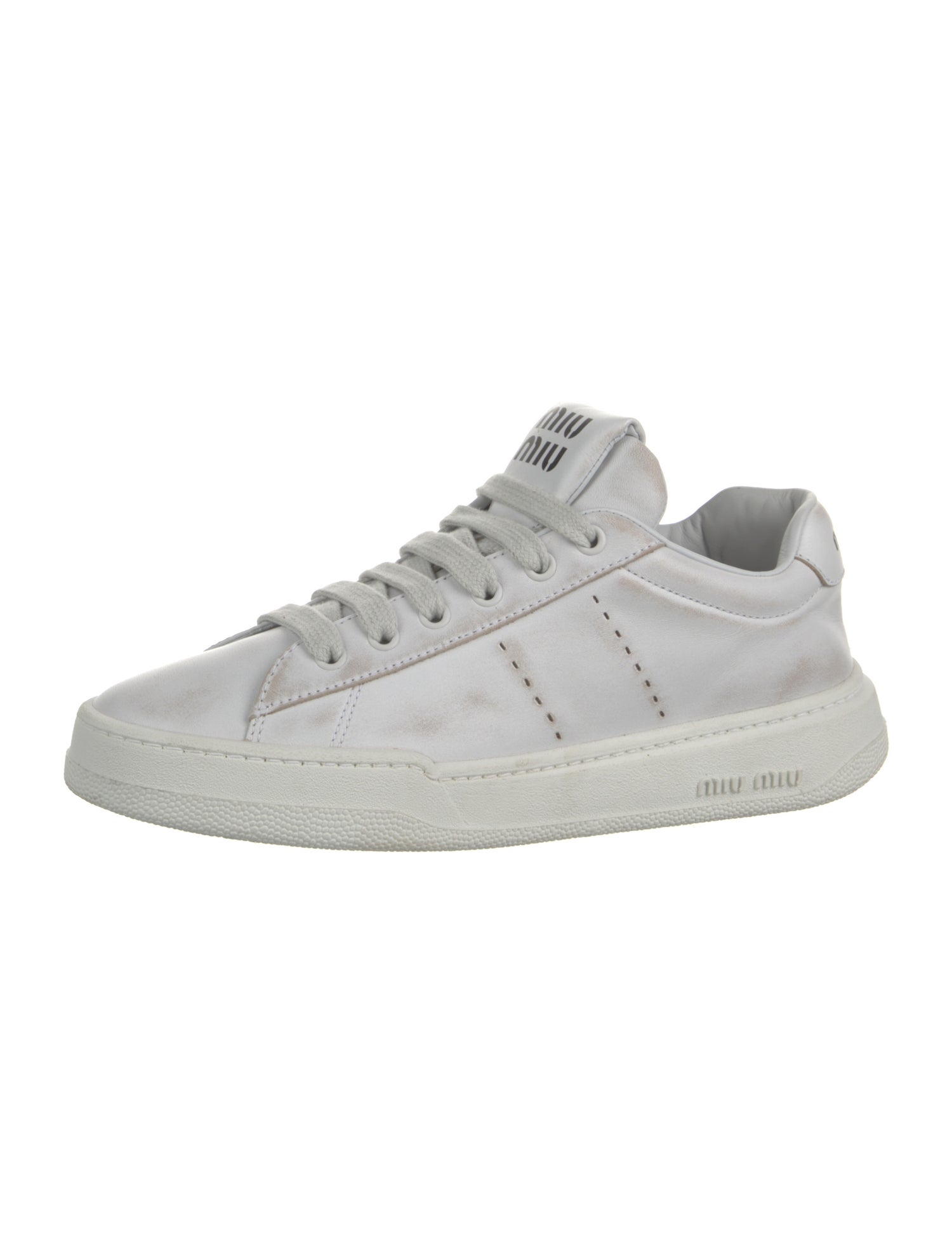 Miu Miu Leather Lasercut Accents Sneakers