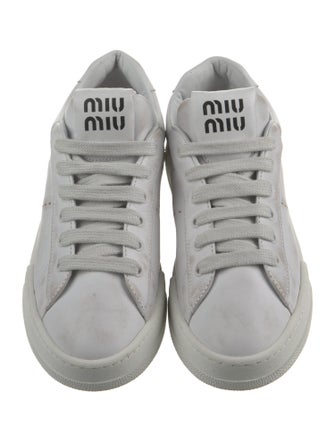 Miu Miu Leather Lasercut Accents Sneakers
