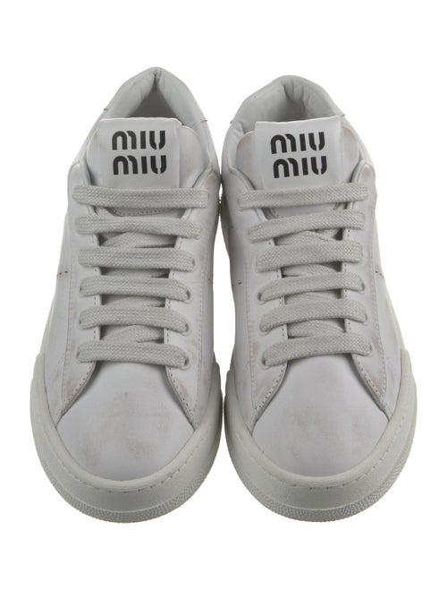 Miu Miu Leather Lasercut Accents Sneakers