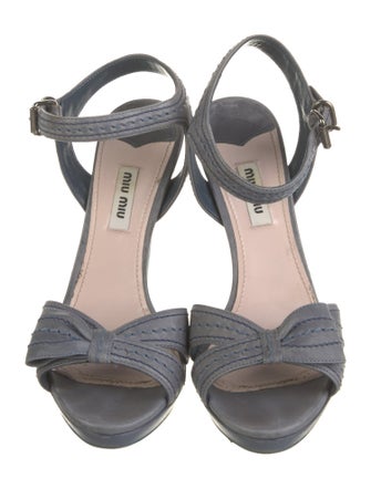 Miu Miu Leather Bow Accents Sandals