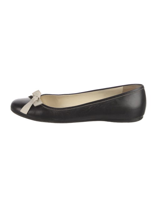 Miu Miu Leather Bow Accents Ballet Flats
