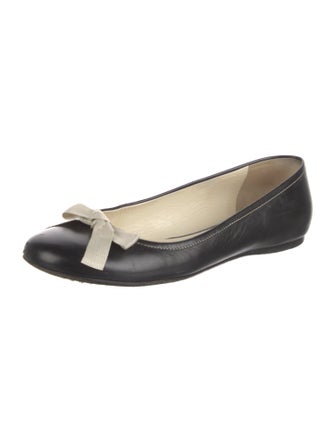 Miu Miu Leather Bow Accents Ballet Flats