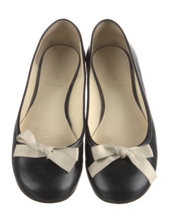 Miu Miu Leather Bow Accents Ballet Flats