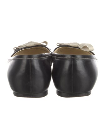 Miu Miu Leather Bow Accents Ballet Flats