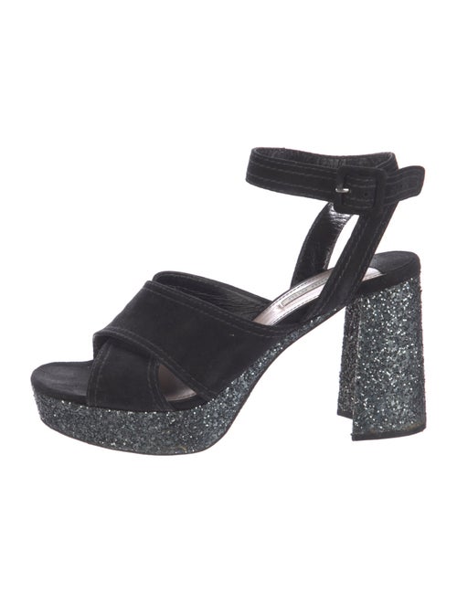 Miu Miu Suede Glitter Accents Sandals