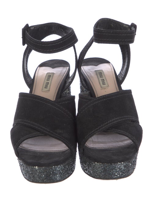 Miu Miu Suede Glitter Accents Sandals