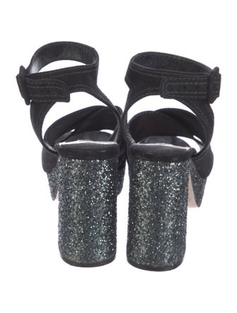 Miu Miu Suede Glitter Accents Sandals