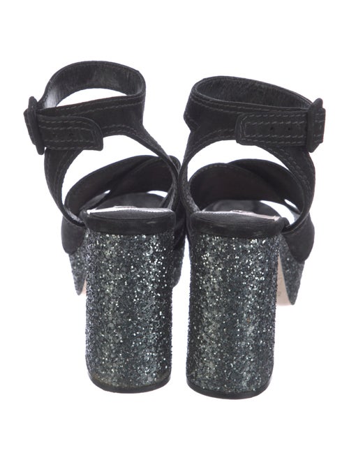 Miu Miu Suede Glitter Accents Sandals