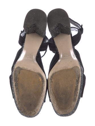 Miu Miu Suede Glitter Accents Sandals
