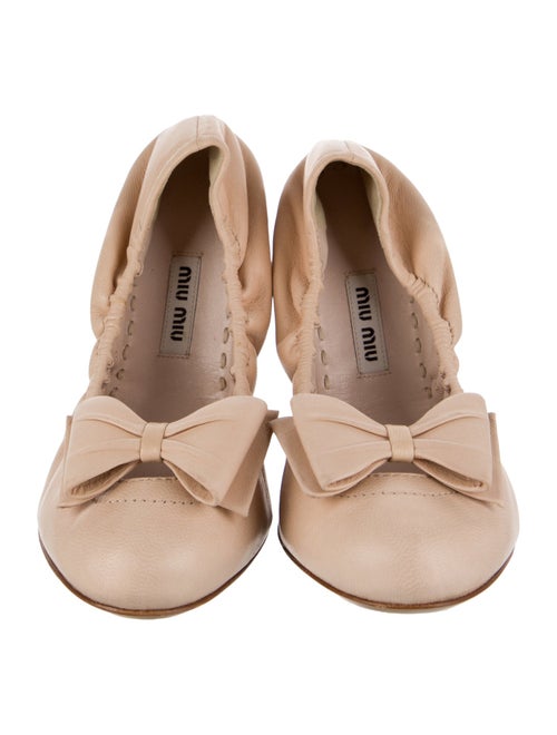 Miu Miu Leather Bow Accents Ballet Flats