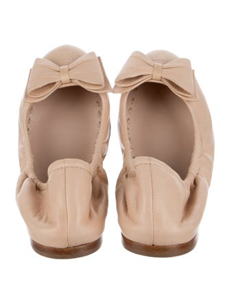 Miu Miu Leather Bow Accents Ballet Flats