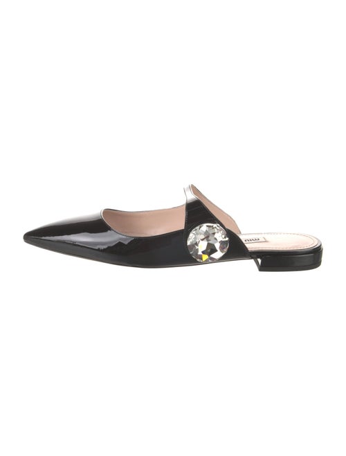 Miu Miu Patent Leather Crystal Embellishments Mules