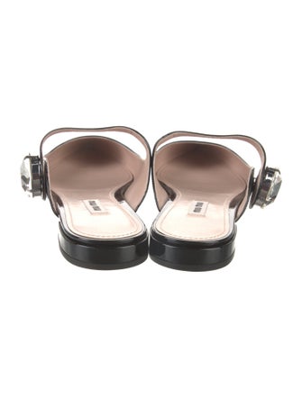 Miu Miu Patent Leather Crystal Embellishments Mules
