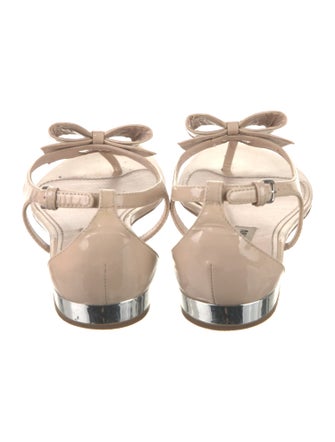 Miu Miu Patent Leather Bow Accents Slingback Sandals