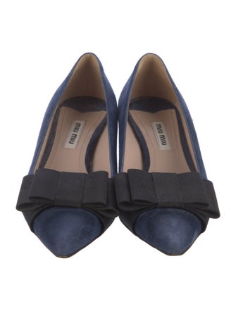 Miu Miu Suede Bow Accents Pumps