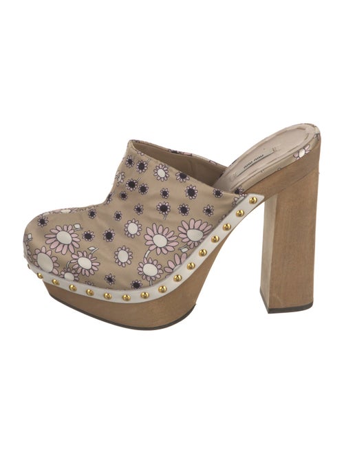 Miu Miu Satin Floral Print Mules