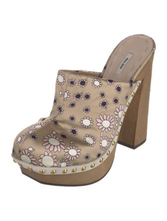 Miu Miu Satin Floral Print Mules