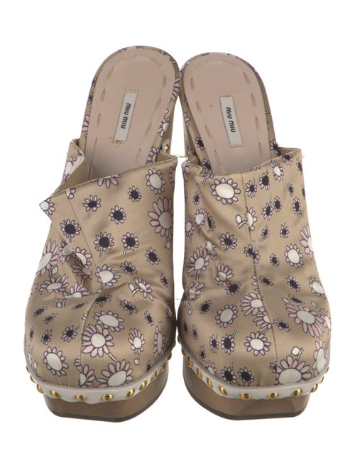 Miu Miu Satin Floral Print Mules