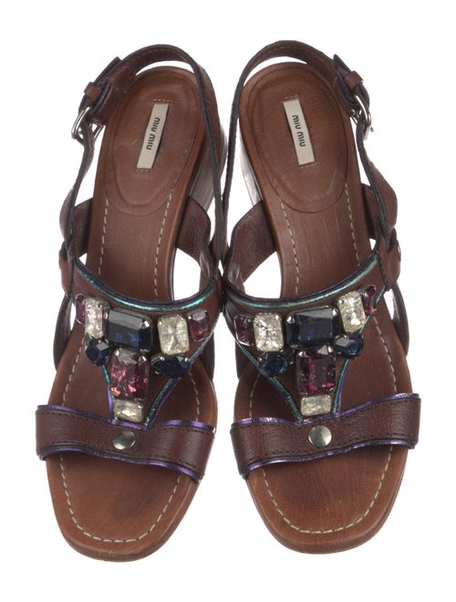 Miu Miu Leather Crystal Embellishments Slides