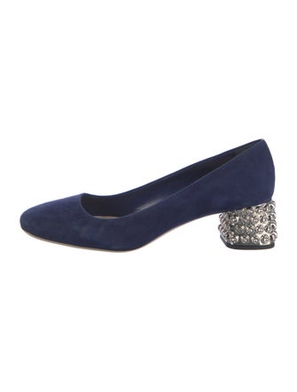 Miu Miu Suede Crystal Embellishments Pumps