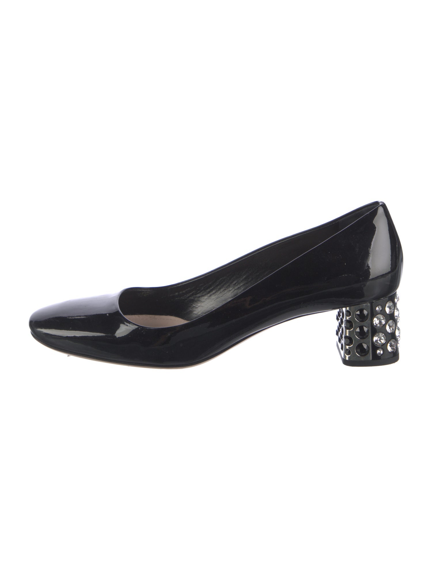 Miu Miu Patent Leather Crystal Embellishments Pumps