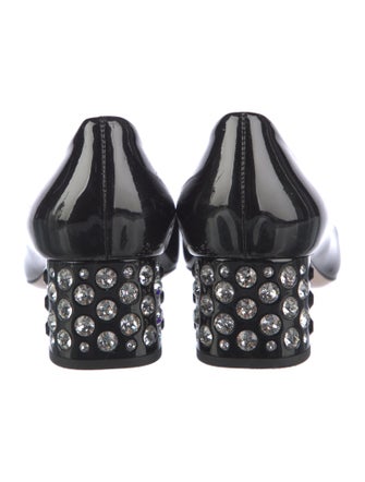 Miu Miu Patent Leather Crystal Embellishments Pumps