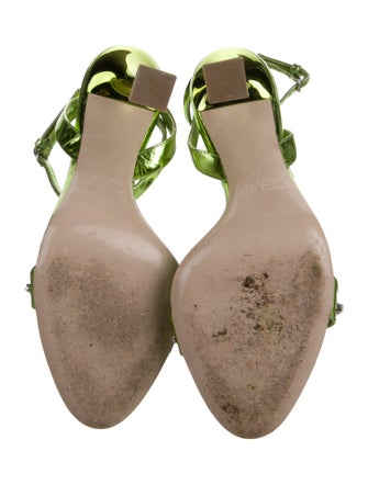 Miu Miu Patent Leather Crystal Embellishments Sandals