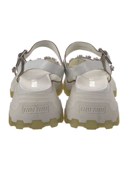 Miu Miu Leather Crystal Embellishments Slingback Sandals