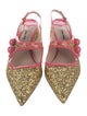 Miu Miu Glitter Leather Trim Embellishment Slingback Pumps