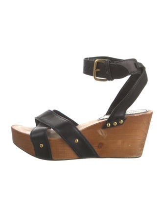 Miu Miu Leather Studded Accents Sandals