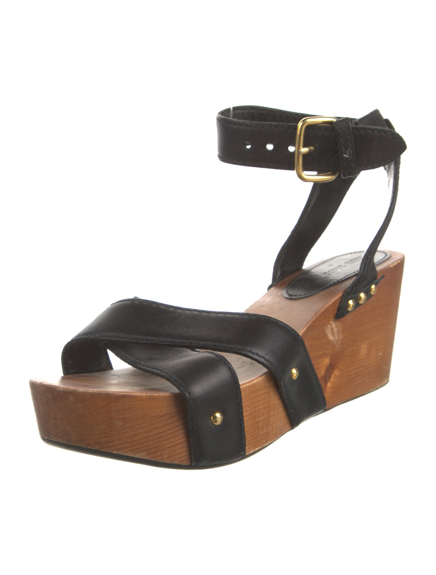 Miu Miu Leather Studded Accents Sandals