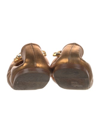 Miu Miu Leather Crystal Embellishments Ballet Flats