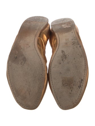 Miu Miu Leather Crystal Embellishments Ballet Flats