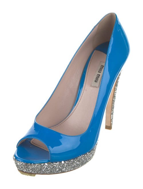Miu Miu Patent Leather Glitter Accents Pumps