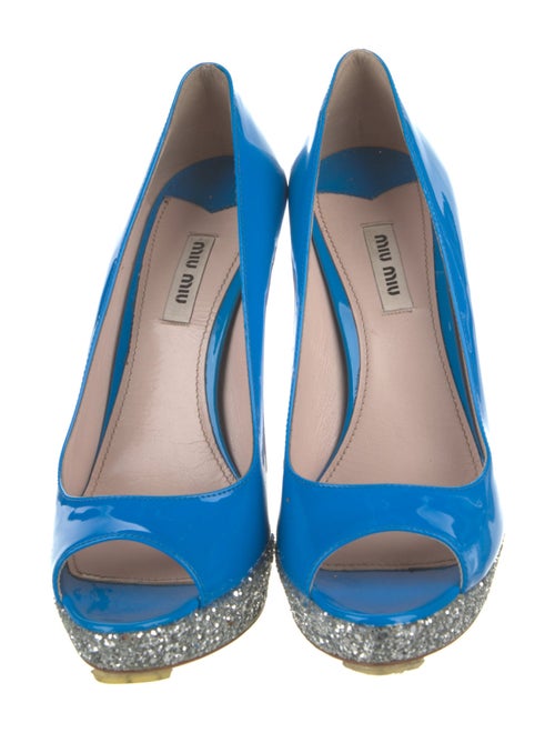 Miu Miu Patent Leather Glitter Accents Pumps