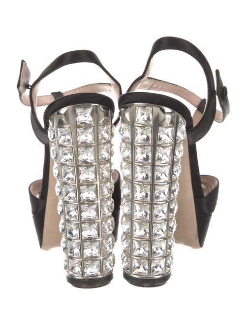 Miu Miu Satin Crystal Embellishments T-Strap Pumps