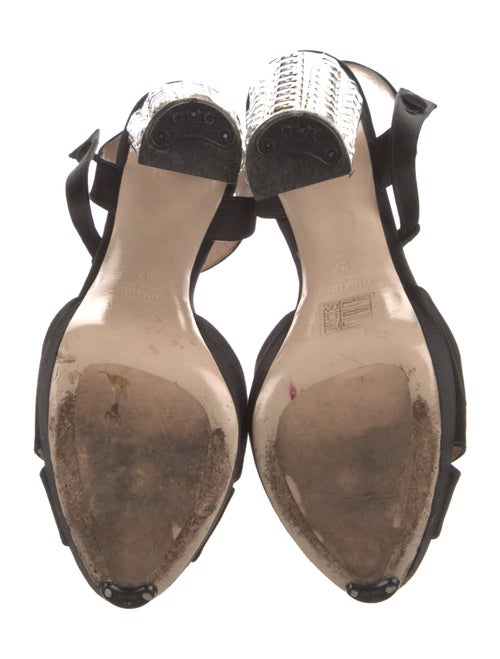 Miu Miu Satin Crystal Embellishments T-Strap Pumps