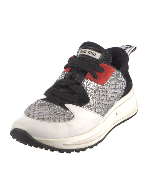Miu Miu Suede Colorblock Pattern Athletic Sneakers