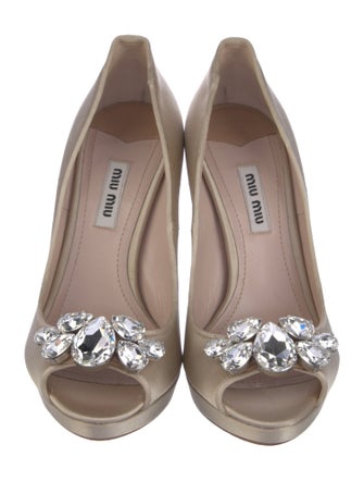Miu Miu Satin Colorblock Pattern Pumps