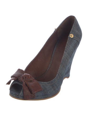 Miu Miu Denim Bow Accents Pumps
