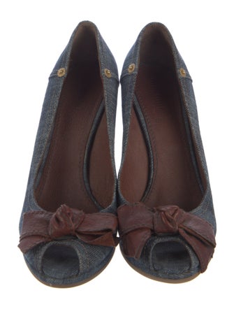 Miu Miu Denim Bow Accents Pumps