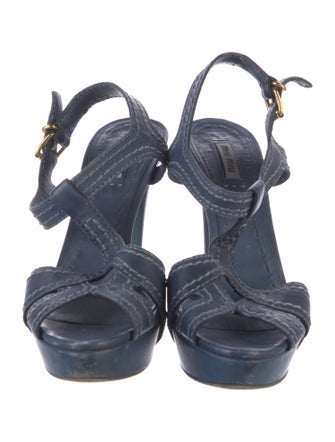 Miu Miu Leather T-Strap Sandals