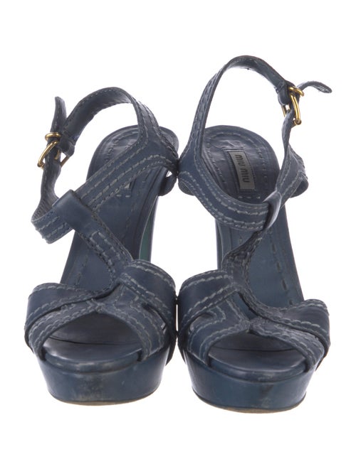 Miu Miu Leather T-Strap Sandals