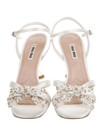 Miu Miu Satin Crystal Embellishments Slingback Sandals