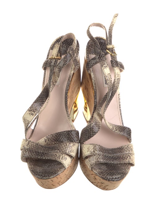 Miu Miu Leather Animal Print Slingback Sandals