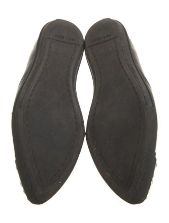 Miu Miu Leather Crystal Embellishments Loafers