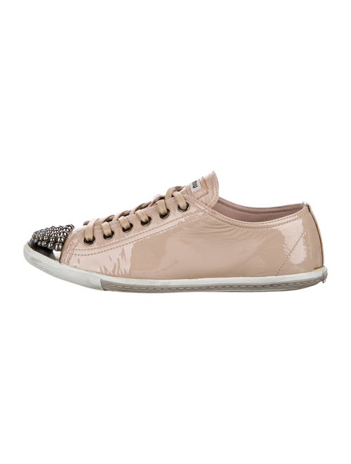 Miu Miu Patent Leather Studded Accents Sneakers