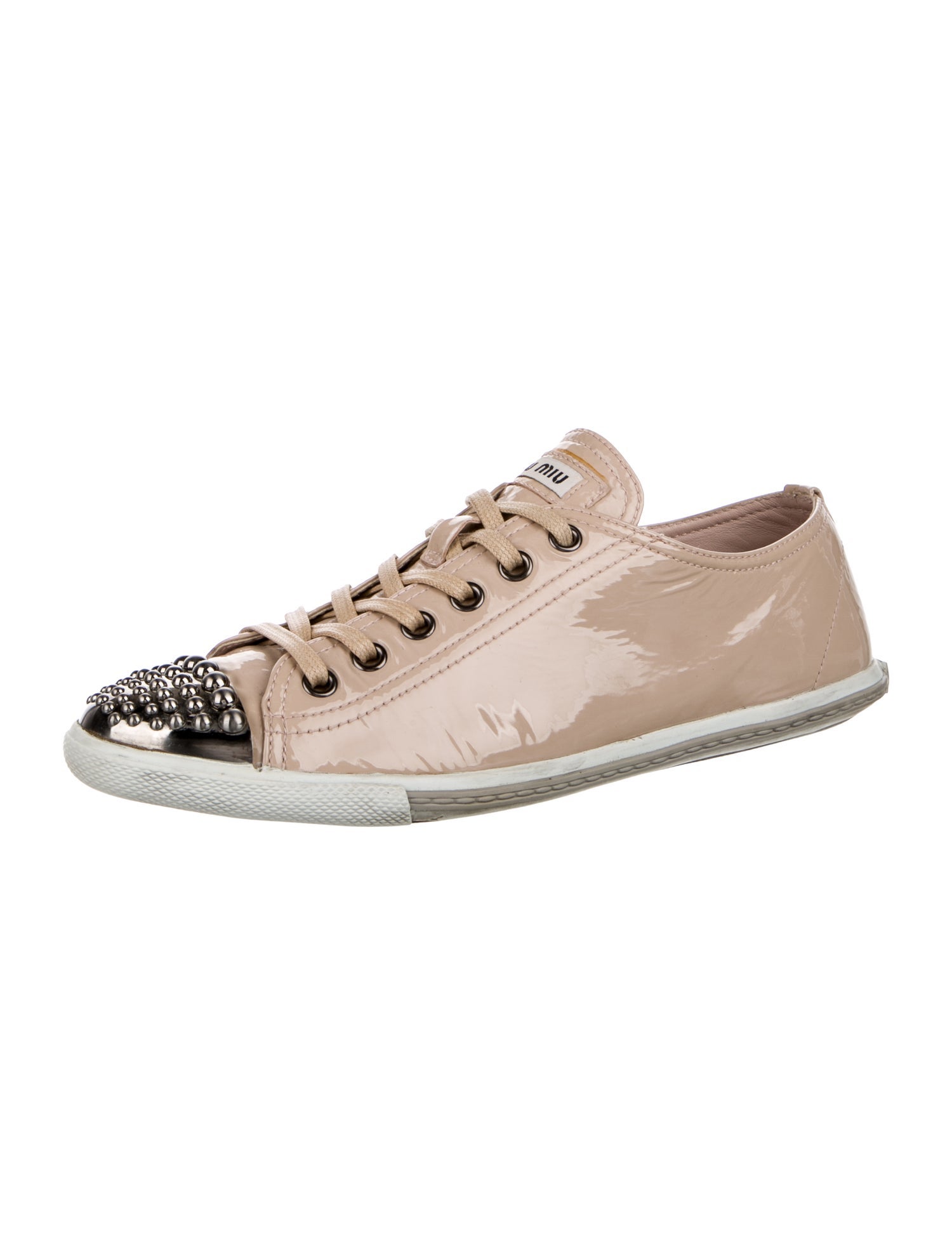 Miu Miu Patent Leather Studded Accents Sneakers