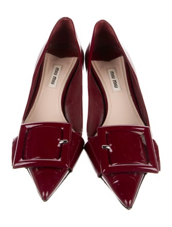 Miu Miu Patent Leather Bow Accents Pumps